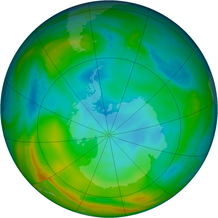 Antarctic ozone map for 03 July 1998
